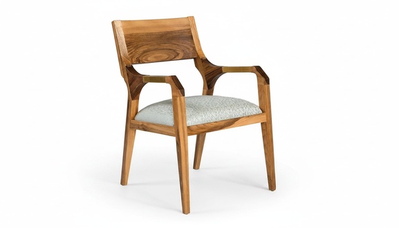 Modern gray upholstered armchair made of wood for the living room.