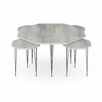 Modern gray wooden coffee table with side tables set
