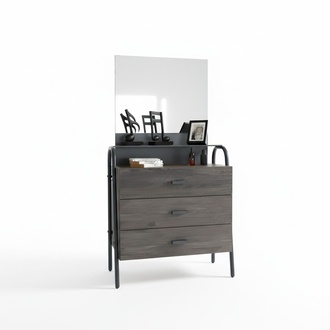 Modern gray wooden chest of drawers with plenty of storage space and stylish design.