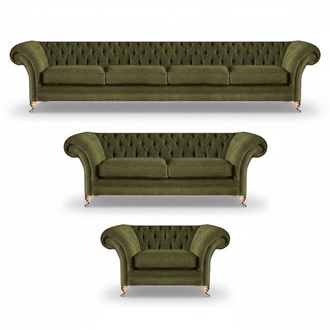 Modern green complete upholstered furniture set 3-piece sofa set design Chesterfield