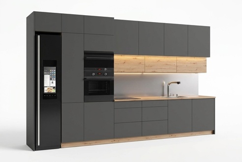 Modern Kitchen Line Kitchen Cabinet Design Furniture Made to Measure Kitchen Unit Grey