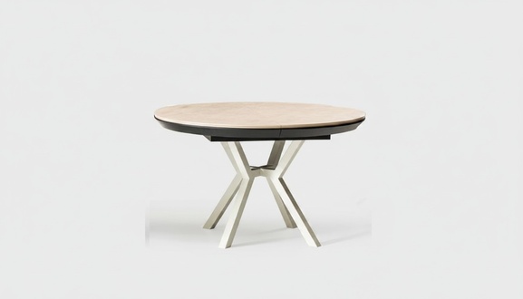Modern Kitchen Table Dining Room Table Extendable Round Wooden Beige Table