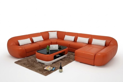Modern leather sofa corner sofa living landscape seat upholstery couch set new FEo