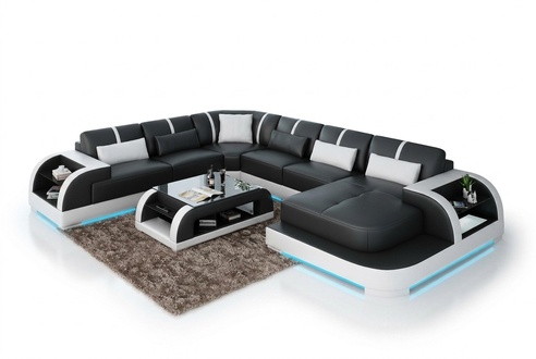 Modern leather sofa couch living landscape design corner sofa corner set sofa light USB