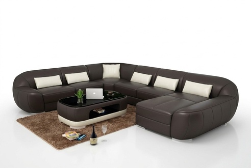 Modern leather sofa + USB, corner sofa living area seating upholstery couch set new