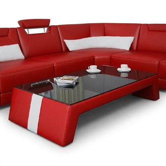 Modern Living Room Coffee Table Side Glass Upholstery Leather Tables Design