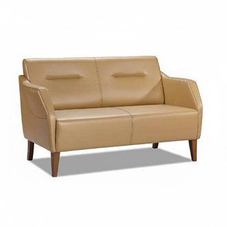 Modern living room furniture three-seater sofa 3 with leather upholstery in beige color.