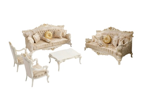 Modern Living Room Set Two Stylish Set 3 Seater Sofas Designer Armchairs