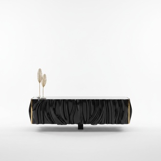 Modern lowboard luxury RTV TV stand living room furniture black gold new