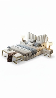 Modern Luxury Beds Upholstery Leather Textile High Quality Bedroom Bed New