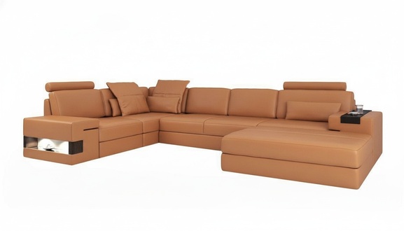 Modern Luxury Sofa Corner Set L Shape Upholstered Leather Furniture Leather Sofa Stool New
