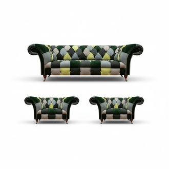 Modern multicolored sofa set 3-piece Chesterfield seating furniture armchair designer furniture