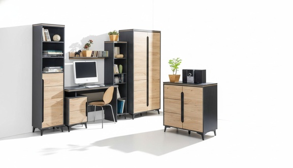 Modern office room set, office furniture, complete set of furniture, table, cupboard, 6 pieces
