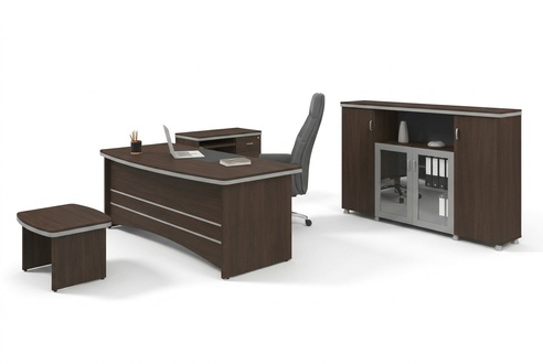 Modern Office Set Desk Cabinet Side Tables Complete 4pcs