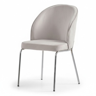 Modern padded comfortable dining chair gray chrome legs single seat