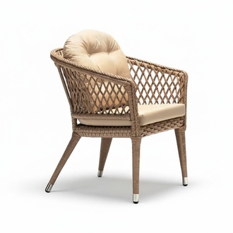 Modern rattan armchair 1 seater stylish beige terrace luxury design furniture