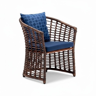 Modern Rattan Armchair 1 Seater Stylish Brown Terrace Luxury Design Furniture