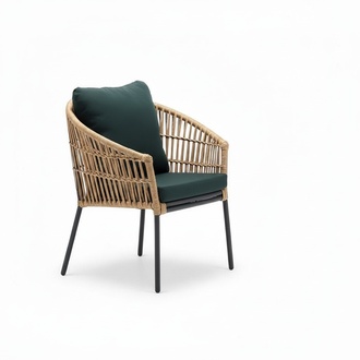 Modern Rattan Armchair 1 Seater Stylish Green Terrace Luxury Design Furniture