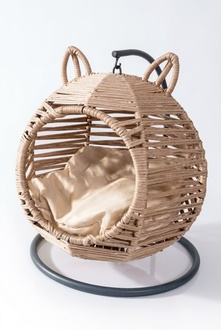 Modern round swing cat lounger beige luxury modern piece of furniture