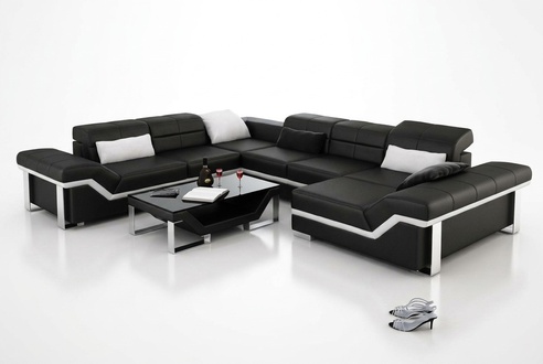 Modern seating area leather sofa corner sofa upholstered couch living landscape corner group