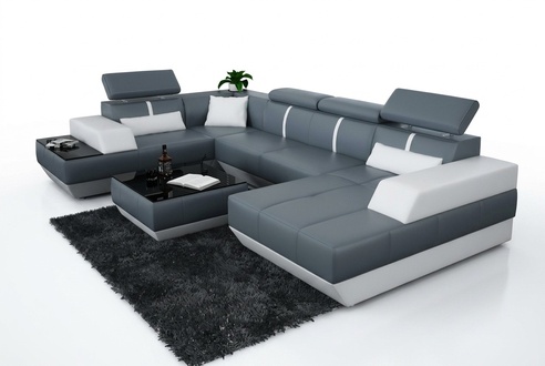 3-Seater Leather Sofa Couch Upholstery Set Modern Sofas