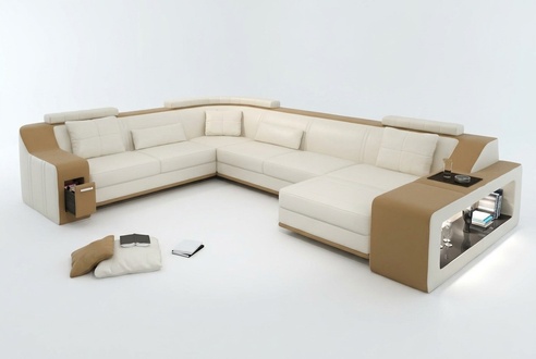 Modern seating area corner sofa sofa upholstery couch leather corner set living area USB