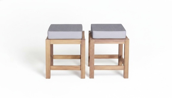 Modern set of 2 stools, garden stools, upholstered stools, wooden stools, designer stools.