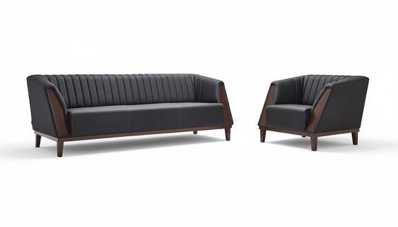 Modern set 3-seater sofas leather armchair 1-seater luxury upholstered office furniture