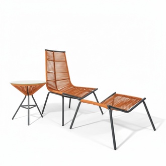 Modern set for your garden Consists of armchair, stool and side table
