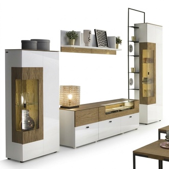 Modern TV Lowboard Set 2x Showcase Luxurious Living Room Wall Shelf Complete