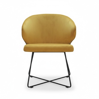 Modern Armchairs Group 8 Chair Set Yellow Upholstery Armrest Design