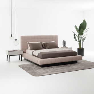 Modern side table made of wood in beige.
