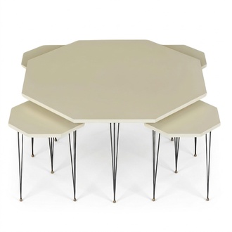 Modern side table made of wood in beige with elegant design