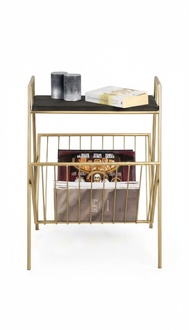 Modern side table, robust metal, versatile, newspaper rack, furniture.