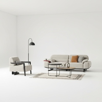 Modern Sofa Complete 3+1 Seater Living Room Armchair with Three-Seater Sofa Couch