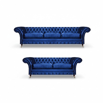 Modern Sofa Complete Sofa Three-Seater with Two-Seater Couch Seating Furniture Chesterfield