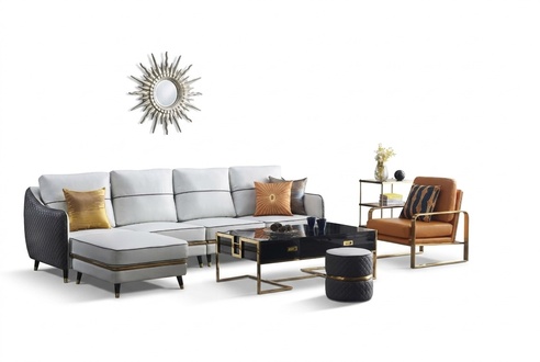 Modern sofa corner sofa L shape coffee table stool corner sofa upholstered stool 4 pieces. set