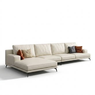 Modern Sofa Corner Set L Shape Upholstery Seat Corner Couch + Stool Italy Furniture
