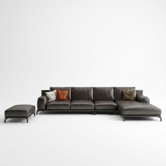 Modern Sofa Corner Set L Shape Upholstery Seat Corner Couch + Stool