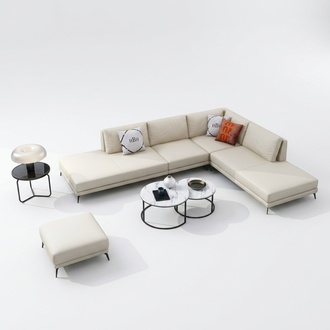 Modern Sofa Corner Set L Shape Upholstery Seat Corner Couch + Stool