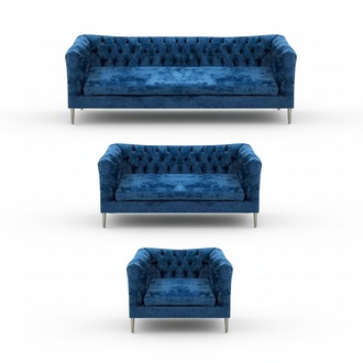 Modern sofa set 2x sofas couches upholstered seat armchair living room Chesterfield