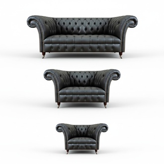 Modern Sofa Set 3-piece Luxurious Living Room Leather Upholstered Furniture