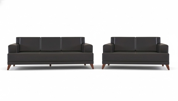 Modern Sofa Set Leather Sofas Black 3-Seater 2-Seater Cushions