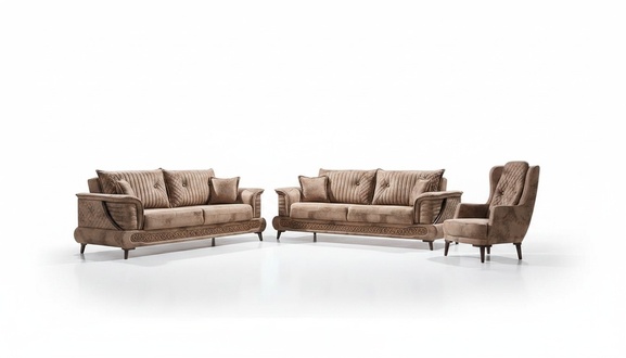Modern sofa set 3+3+1 seat luxury textile upholstered furniture living room