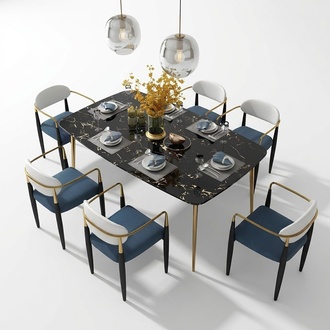 Modern Stainless Steel Table Dining Table Stone Optics Tables Dining Room 140x80cm