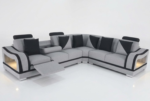 Modern textile sofa corner couch upholstery living room corner sofa L-shape living landscape USB