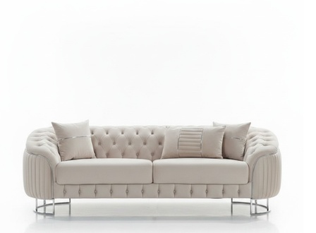 Modern Beige Three-Seater Sofa 3-Seater Fabric Sofa Upholstered Sofa Couch New Couches
