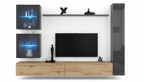 Modern living room wall unit sideboard gray furniture wall cabinet TV stand