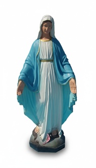 Decorative holy sculpture designed as standing mary in white blue dress 60cm