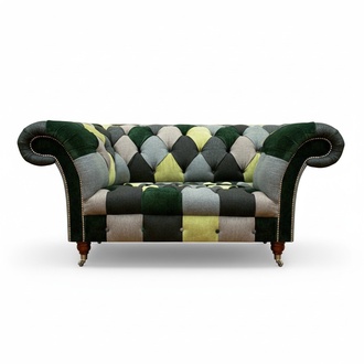 Multicolored Modern Sofa Couch Two-Seater Fabric Living Room Seating Furniture Chesterfield